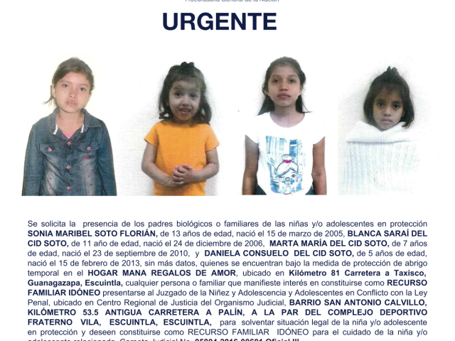 SONIA MARIBEL SOTO FLORIÁN, BLANCA SARAÍ DEL CID SOTO, MARTA MARÍA DEL CID SOTO, DANIELA CONSUELO DEL CID SOTO