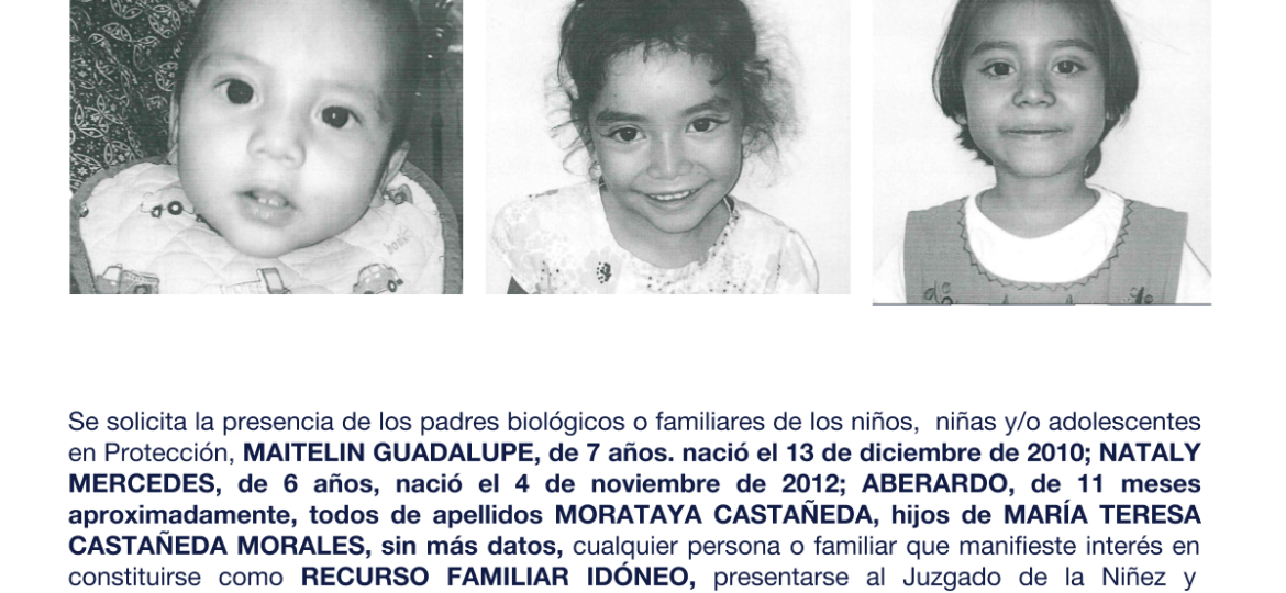 MAITELIN GUADALUPE, NATALY MERCEDES, ABERARDO, todos de apellidos MORATAYA CASTAÑEDA