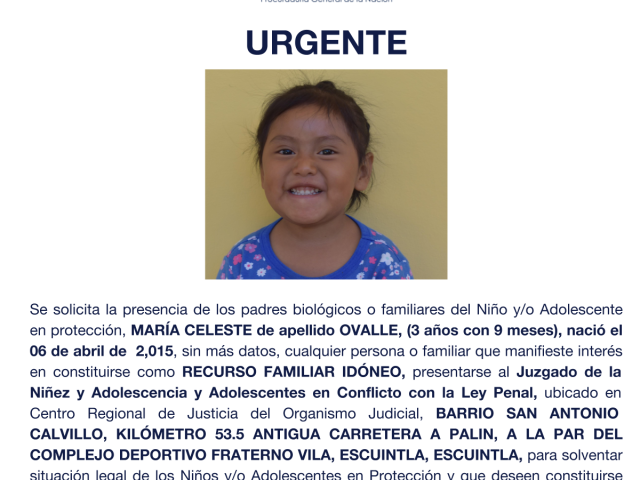 MARÍA CELESTE de apellido OVALLE