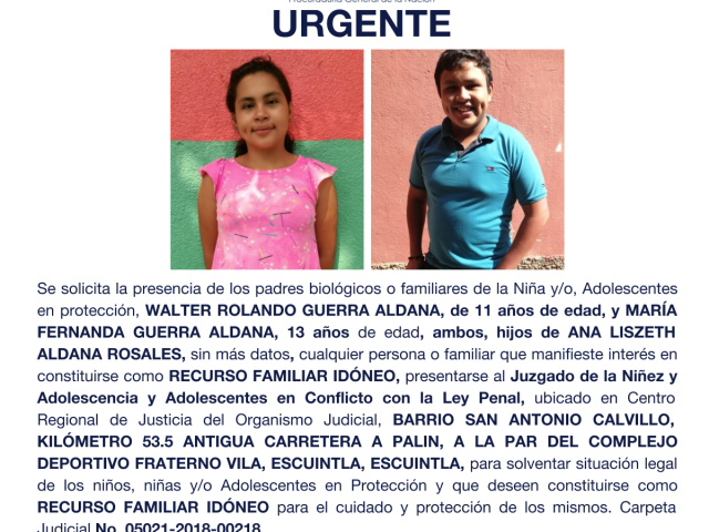 WALTER ROLANDO GUERRA ALDANA, ARÍA FERNANDA GUERRA ALDANA