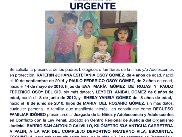 KATERIN JOHANA ESTEFANIA OSOY GÓMEZ, PAULO FEDERICO OSOY GÓMEZ, LEYDER ANÍBAL GÓMEZ, SHEILY YANELY GÓMEZ