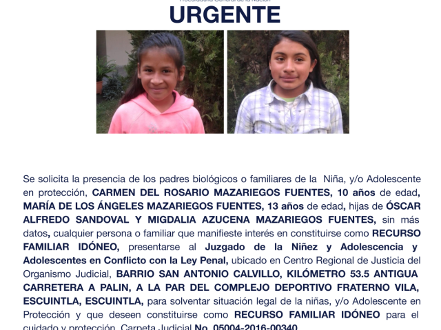 CARMEN DEL ROSARIO MAZARIEGOS FUENTES, MARÍA DE LOS ÁNGELES MAZARIE