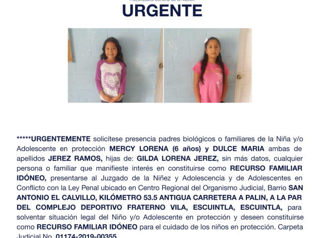 MERCY LORENA (6 años) y DULCE MARIAA