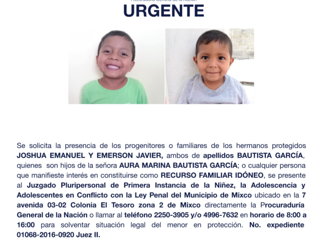 JOSHUA EMANUEL, Y EMERSON JAVIER ambos de apellidos BAUTISTA GARCÍA