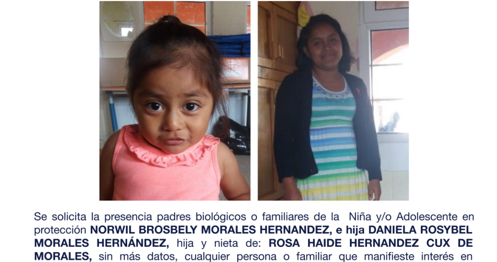 NORWIL BROSBELY MORALES HERNANDEZ, e hija DANIELA ROSYBEL MORALES HERNÁNDEZ