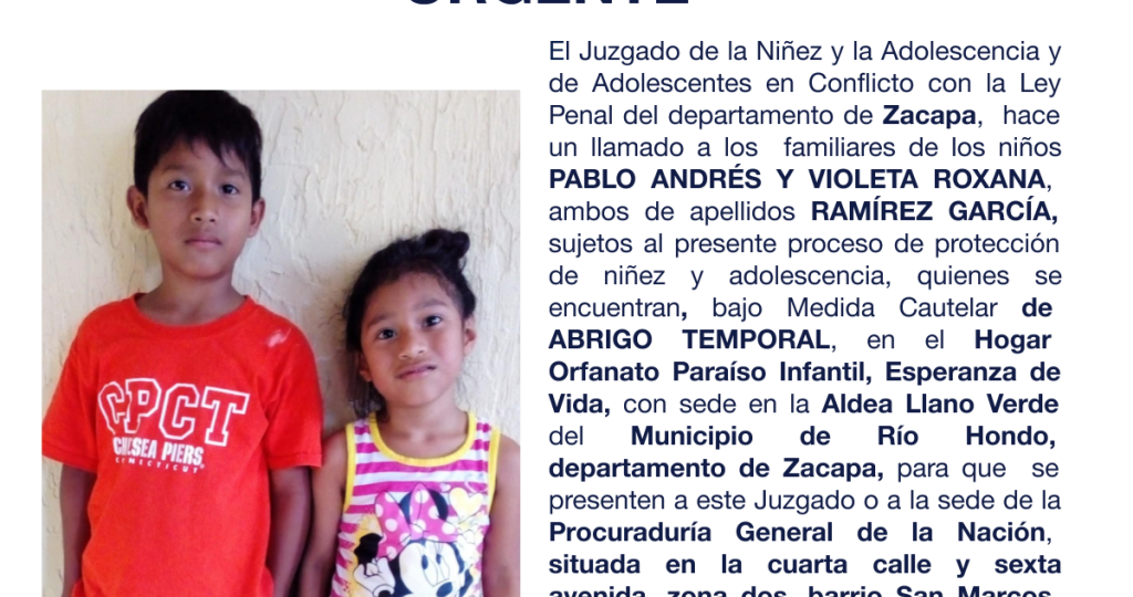 PABLO ANDRÉS Y VIOLETA ROXANA, ambos de apellidos RAMÍREZ GARCÍA