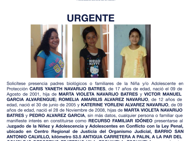 ARIS YANETH NAVARIJO BATRES, ROMELIA AMARILIS ALVAREZ NAVARIJO, KATERINE YORLENI ALVAREZ NAVARIJO