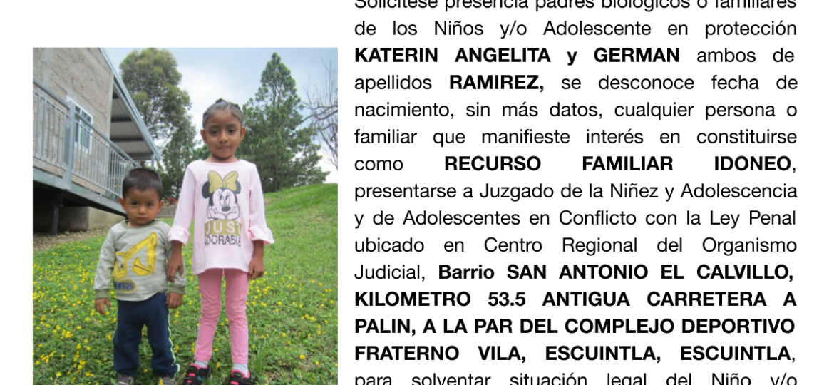 KATERIN ANGELITA y GERMAN ambos de apellidos RAMIREZ