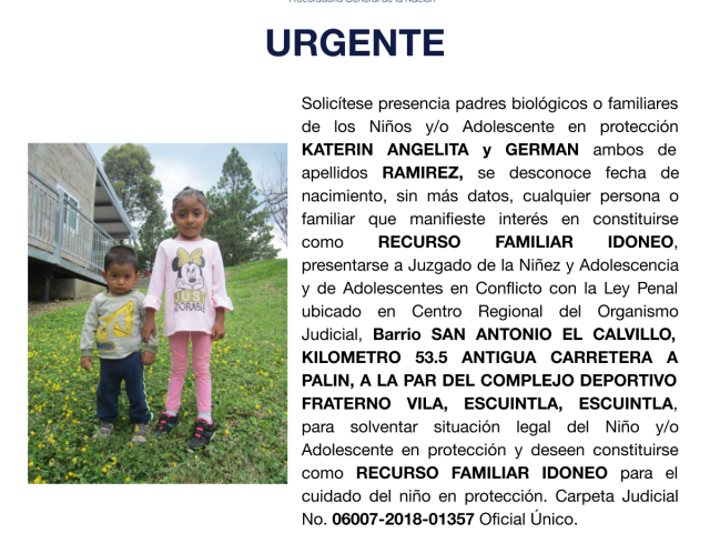 KATERIN ANGELITA y GERMAN ambos de apellidos RAMIREZ