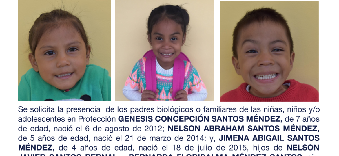 GENESIS CONCEPCIÓN SANTOS MÉNDEZ, NELSON ABRAHAM SANTOS MÉNDEZ, JIMENA ABIGAIL SANTOS MÉNDEZ