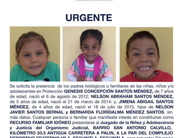 GENESIS CONCEPCIÓN SANTOS MÉNDEZ, NELSON ABRAHAM SANTOS MÉNDEZ, JIMENA ABIGAIL SANTOS MÉNDEZ