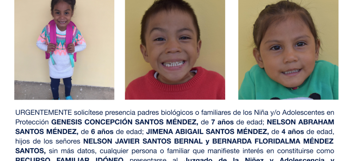 GENESIS CONCEPCIÓN SANTOS MÉNDEZ, NELSON ABRAHAM SANTOS MÉNDEZ, JIMENA ABIGAIL SANTOS MÉNDEZ