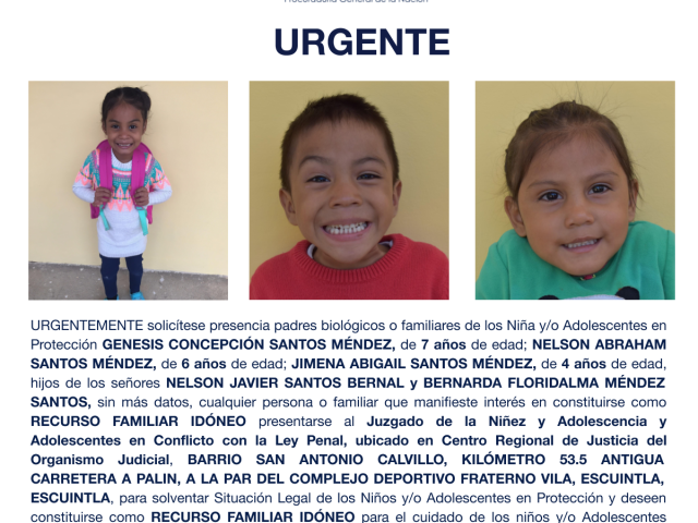 GENESIS CONCEPCIÓN SANTOS MÉNDEZ, NELSON ABRAHAM SANTOS MÉNDEZ, JIMENA ABIGAIL SANTOS MÉNDEZ