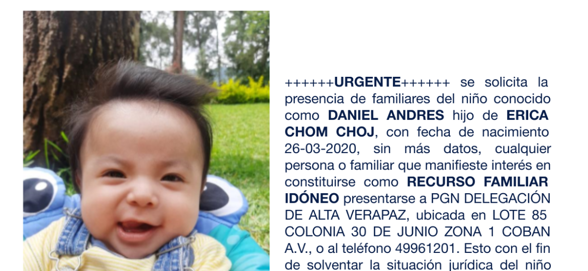 DANIEL ANDRES hijo de ERICA CHOM CHOJ