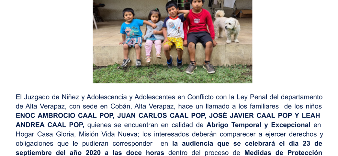 ENOC AMBROCIO CAAL POP, JUAN CARLOS CAAL POP, JOSÉ JAVIER CAAL POP Y LEAH ANDREA CAAL POP