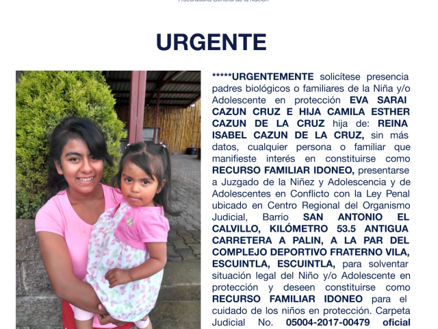 EVA SARAI CAZUN CRUZ E HIJA CAMILA ESTHER CAZUN DE LA CRUZ