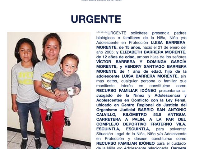 LUISA BARRERA MORENTE, ELIZABETH BARRERA MORENTE, HENDRY SANTIAGO BARRERA MORENTE