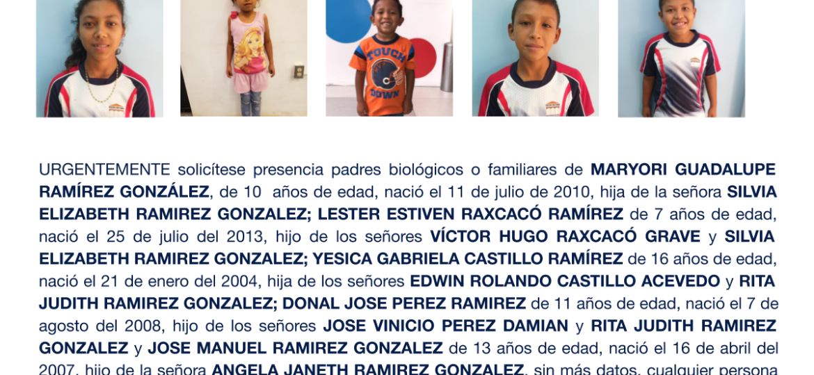 MARYORI GUADALUPE RAMÍREZ GONZÁLEZ, LESTER ESTIVEN RAXCACÓ RAMÍREZ, SILVIA ELIZABETH RAMIREZ GONZALE, YESICA GABRIELA CASTILLO RAMÍREZ, DONAL JOSE PEREZ RAMIREZ, JOSE MANUEL RAMIREZ GONZALEZ