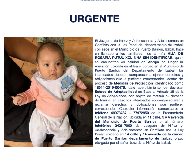 HIJA DE ROSARIA PUTUL XOL NNA SIN IDENTIFICAR