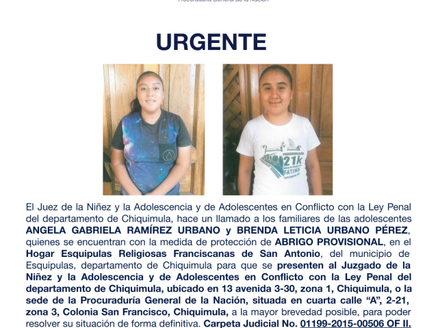 ANGELA GABRIELA RAMÍREZ URBANO y BRENDA LETICIA URBANO PÉREZ