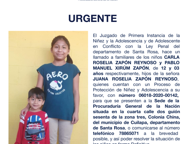 CARLA ROSELIA ZAPÓN REYNOSO y PABLO MANUEL XIRÚM ZAPÓN