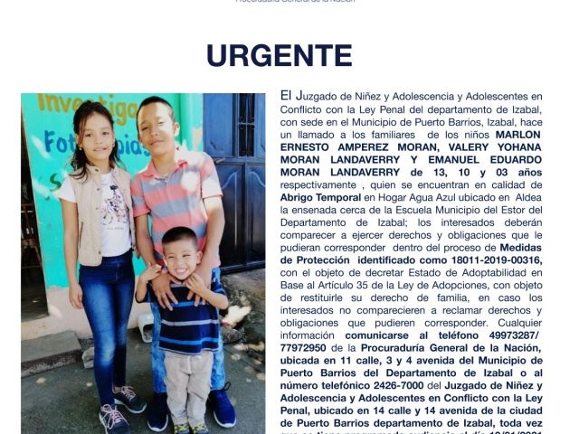 MARLON ERNESTO AMPEREZ, VALERY YOHANA Y EMANUEL EDUARDO MORAN LANDAVERRY