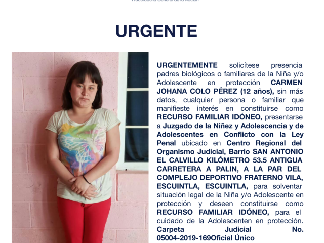 CARMEN JOHANA COLO PÉREZ (12 años)