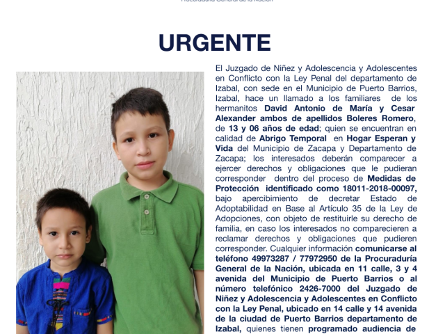 David Antonio de María y Cesar Alexander ambos de apellidos Boleres Romero