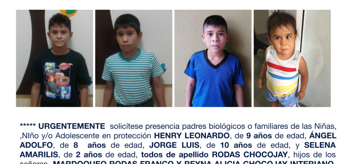 HENRY LEONARDO, ÁNGEL ADOLFO, JORGE LUIS, SELENA AMARILIS todos de apellido RODAS CHOCOJAY