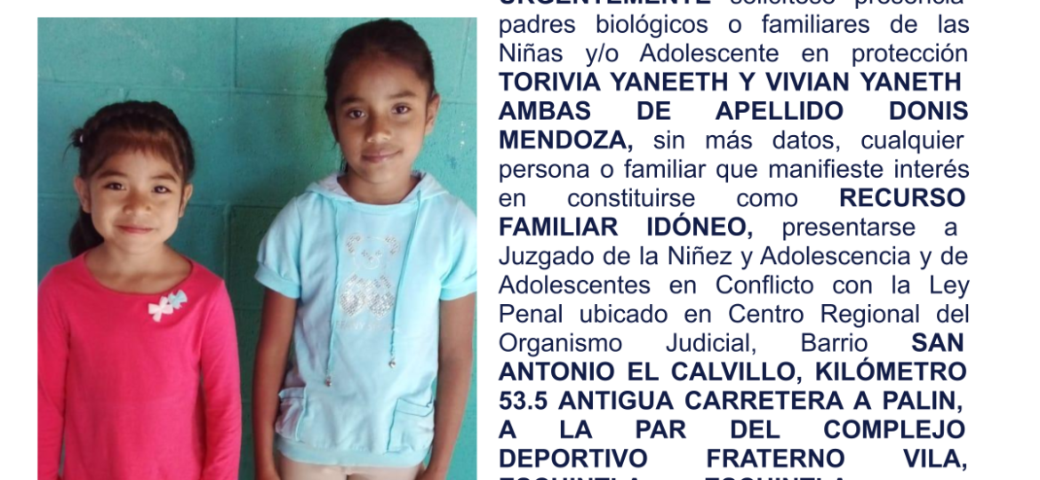 TORIVIA YANEETH Y VIVIAN YANETH AMBAS DE APELLIDO DONIS MENDOZA