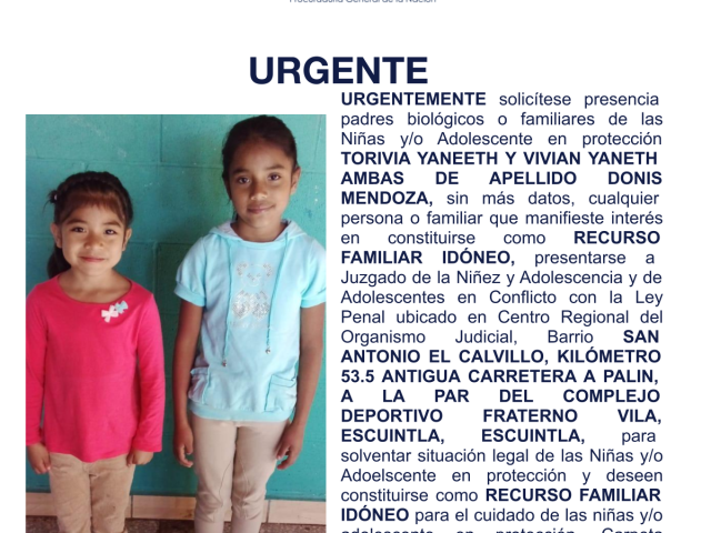 TORIVIA YANEETH Y VIVIAN YANETH AMBAS DE APELLIDO DONIS MENDOZA