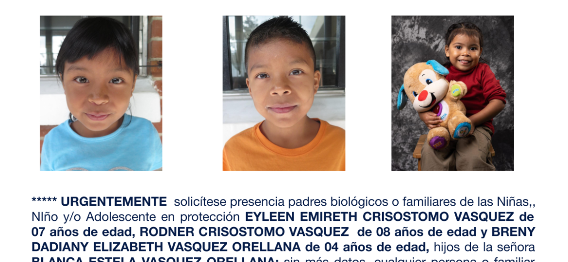 YLEEN EMIRETH CRISOSTOMO VASQUEZ de 07 años de edad, RODNER CRISOSTOMO VASQUEZ, BRENY DADIANY ELIZABETH VASQUEZ ORELLANA
