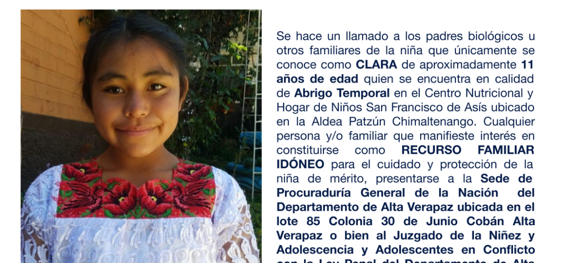 se conoce como CLARA de aproximadamente 11 años de edad