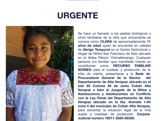 se conoce como CLARA de aproximadamente 11 años de edad