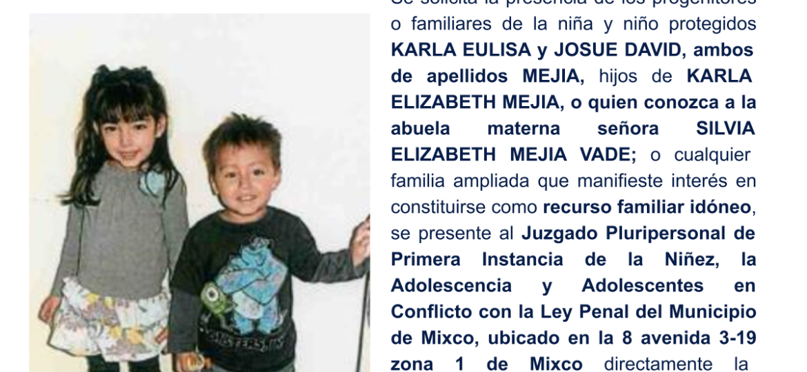 KARLA EULISA y JOSUE DAVID, ambos de apellidos MEJIA