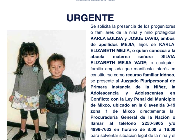 KARLA EULISA y JOSUE DAVID, ambos de apellidos MEJIA