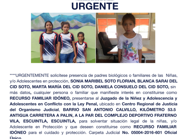 SONIA MARIBEL SOTO FLORIAN, BLANCA SARAI DEL CID SOTO, MARTA MARÍA DEL CID SOTO, DANIELA CONSUELO DEL CID SOTO