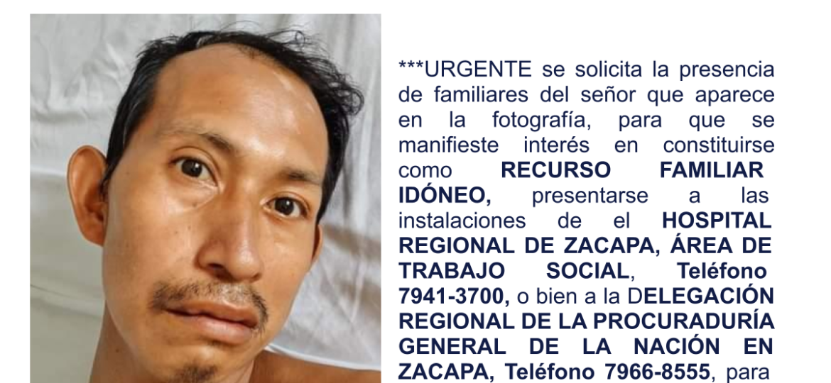 Se solicita la presencia de familiares del señor que aparece en la fotografía