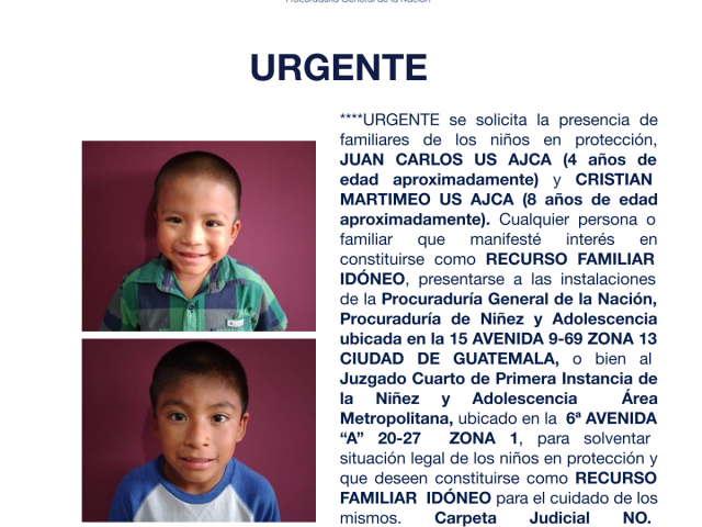 JUAN CARLOS US AJCA (4 años de edad aproximadamente) y CRISTIAN MARTIMEO US AJCA (8 años de edad aproximadamente)